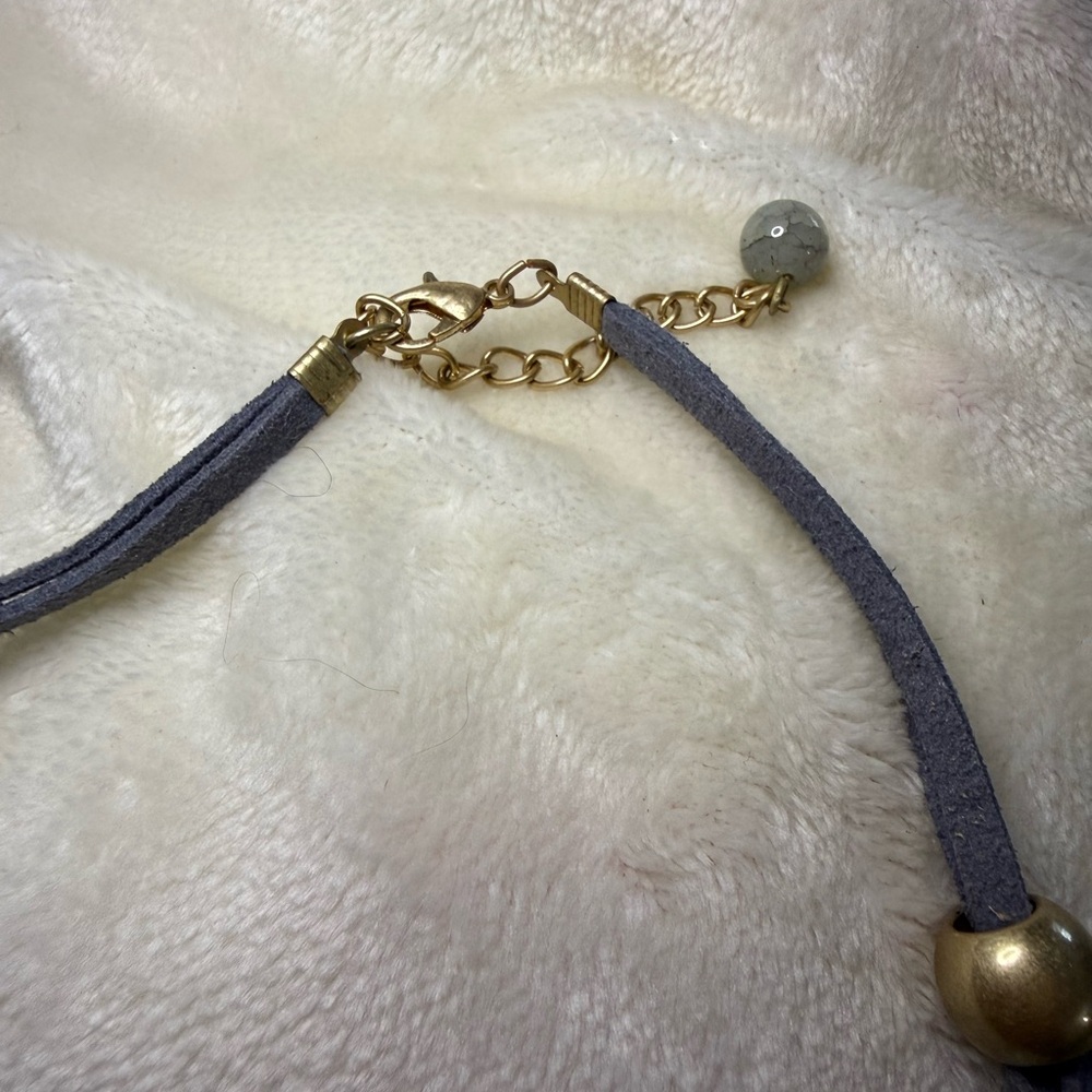 Anthropologie Double Layer Statement Necklace Blue - image 6